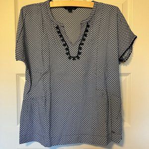 Blue Tommy Hilfiger Blouse V-Neck, short sleeves, fancy detailing